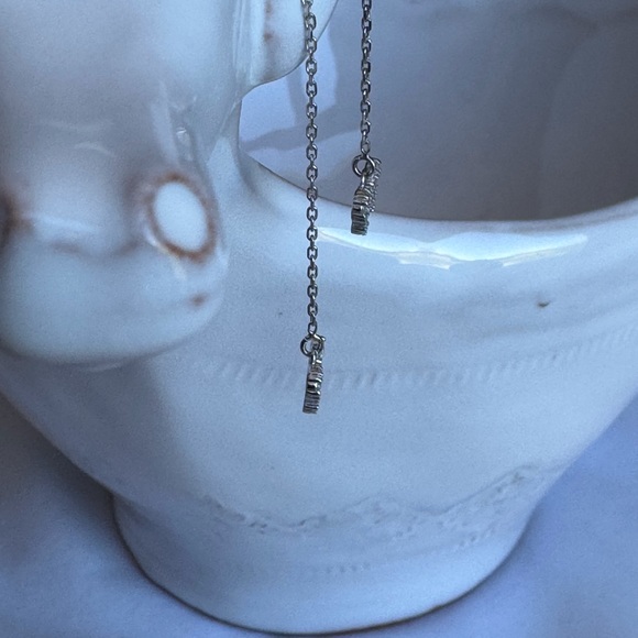 14KWG Flirty CZ Pave’ Butterfly Threader Earrings - Picture 2 of 8